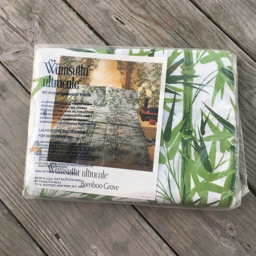 NOS Vintage 70s Bamboo Twin Flat Sheet Wamsutta